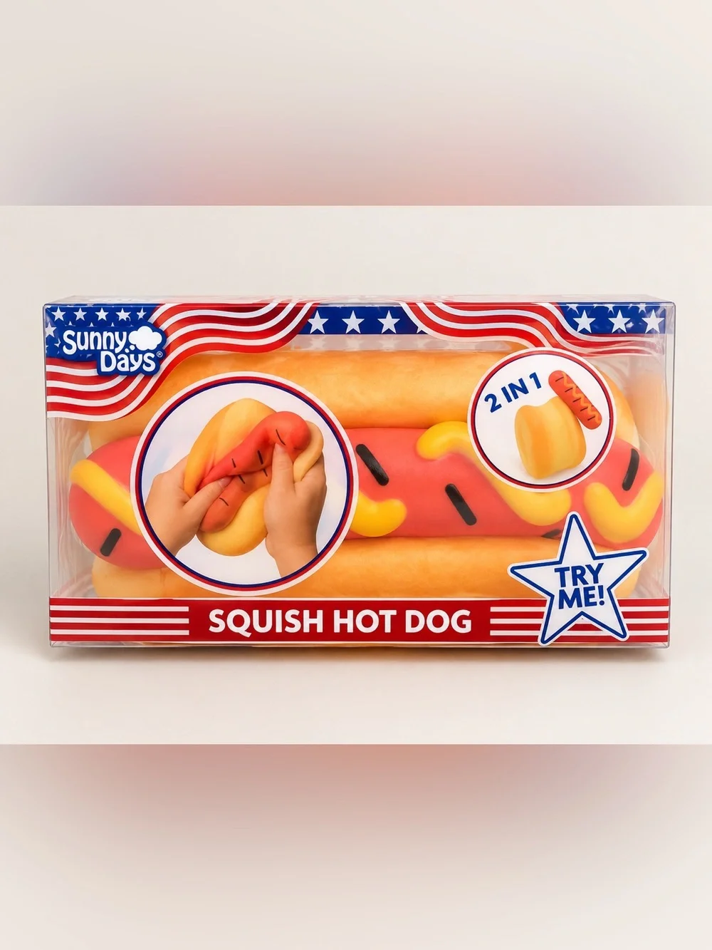 Squish Hot Dog Plush Toy - Yellow Bun